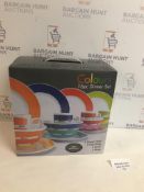 Flamefield Colour 14 Piece Melamine Dining Set (missing 1 x bowl and 1 x plate)