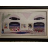 FRAMED LIMITED PRINT BY FRANCOIS LEDAN (FANCH) TITLED 'OVAL LOUNGE' 174/495 (120X72)CM