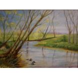 FRAMED SIGNED ACRYLIC BY MARGARET FRESTON TITLED 'SPRING WATERS'