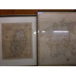 2 HAND COLOURED ENGRAVINGS OF MAPS OF WORCESTERSHIRE AND NOTTINGHAMSHIRE (45 X 55 CM)