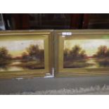 PAIR OF FRAMED UNSIGNED OIL ON BOARDS (64X49)CM