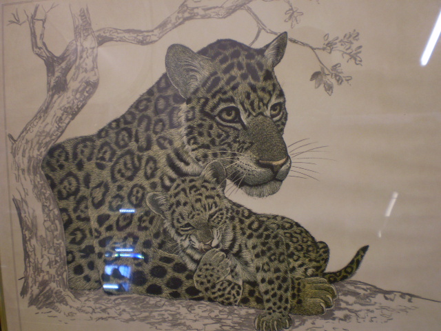 FRAMED PRINT OF JAGUAR AND CUB AFTER SAMARAWEERA - Image 4 of 5