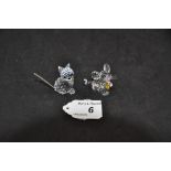 SWAROVSKI CRYSTAL ANIMALS - MOUSE WITH YELLOW CHEESE (5004691) AND MINI CAT (010011),