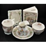 ROYAL DOULTON BRAMLEY HEDGE "SUMMER" FOUR SEASONS COLLECTION OF BEAKER, AFTERNOON TEA PLATE,