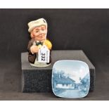 ROYAL DOULTON "MR FURROW THE FARMER" TOBY JUG (APPROX 11CM) PLUS B&G COPENHAGEN SMALL DISH HANS