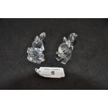 SWAROVSKI CRYSTAL ANIMALS MOTHER RABBIT (014850) AND SQUIRREL WITH LONG EARS (011871),