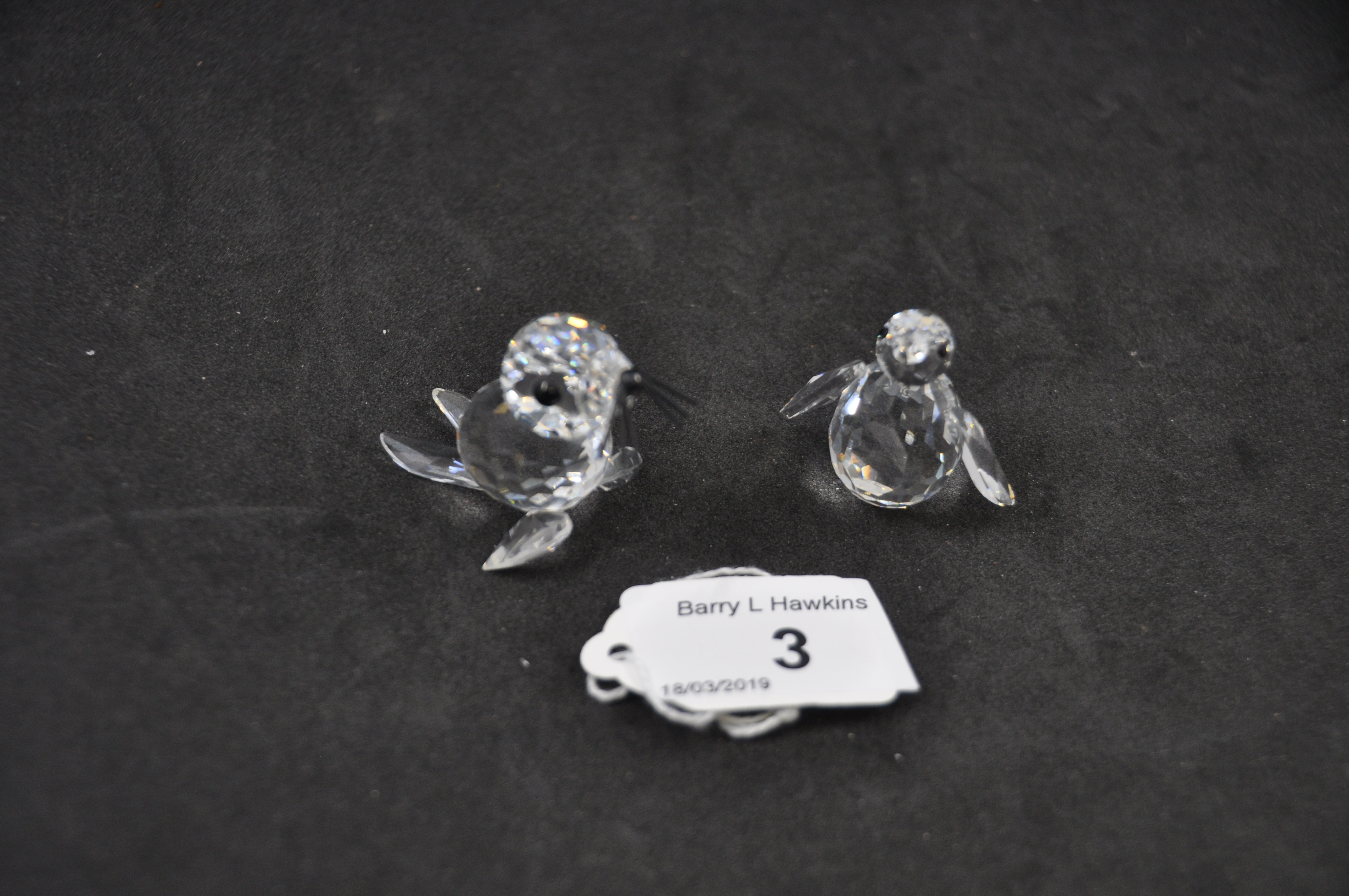 SWAROVSKI CRYSTAL ANIMALS - MINI BABY SEAL (046000/7663) AND MINI PENGUIN BABY (010027),