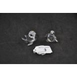 SWAROVSKI CRYSTAL ANIMALS - MINI BABY SEAL (046000/7663) AND MINI PENGUIN BABY (010027),