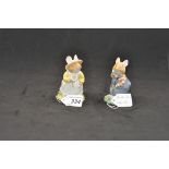 ROYAL DOULTON FIGURINES "PRIMROSE WOODMOUSE" AND "WILFRED TOADFLAX" FROM THE BRAMLEY HEDGE