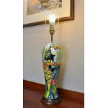 MOORCROFT POTTERY LAMP BASE - TRIAL PIECE 29/3/99, LABEL ON BASE STATES ID CODE 75K,