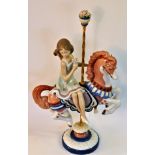 LLADRO FIGURINE GIRL ON CAROUSEL HORSE (1469), HISTORICAL REPAIR TO LEG,