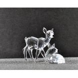 SWAROVSKI CRYSTAL ANIMALS - ROE DEER FAWN LAYING DOWN (000001/7608) AND STANDING FAWN (235045),