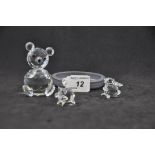 SWAROVSKI CRYSTAL ANIMALS - FIELD MOUSE (162886), PIG (010028) AND LARGE TEDDY BEAR (075000/7637),