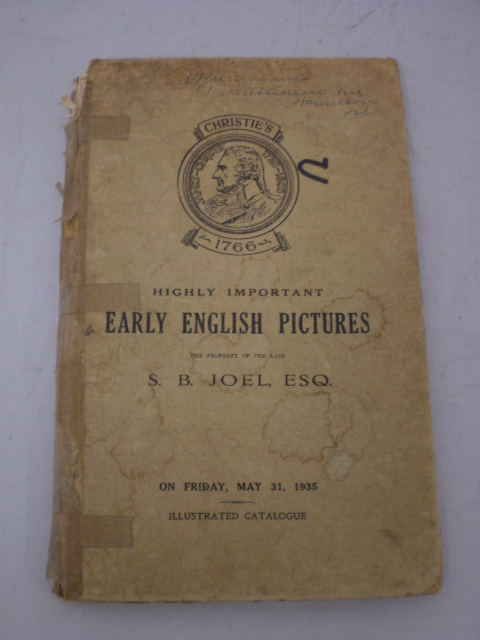 BOOK 1935 CHRISTIES CATALOGUE OF THE SALE OF EARLY ENGLISH PICTURES FROM THE ESTATE OF S. B.