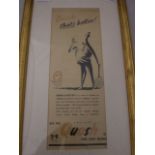 VINTAGE ADVERTISING PRINT FOR QUOSH JUICE 25 X 45CM FRAMED