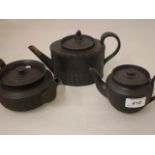 3 BLACK BASALT TEA POTS MATTE FINISH