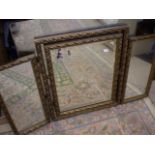 GILT FRAMED FOLDING DRESSER MIRROR 47 X 60CM (CENTRE MIRROR) PLUS ONE OTHER MIRROR 60 X 67CM