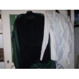 BURTONS TAILORED MENS BLACK SUIT AND 2 WHITE DRESS SHIRT