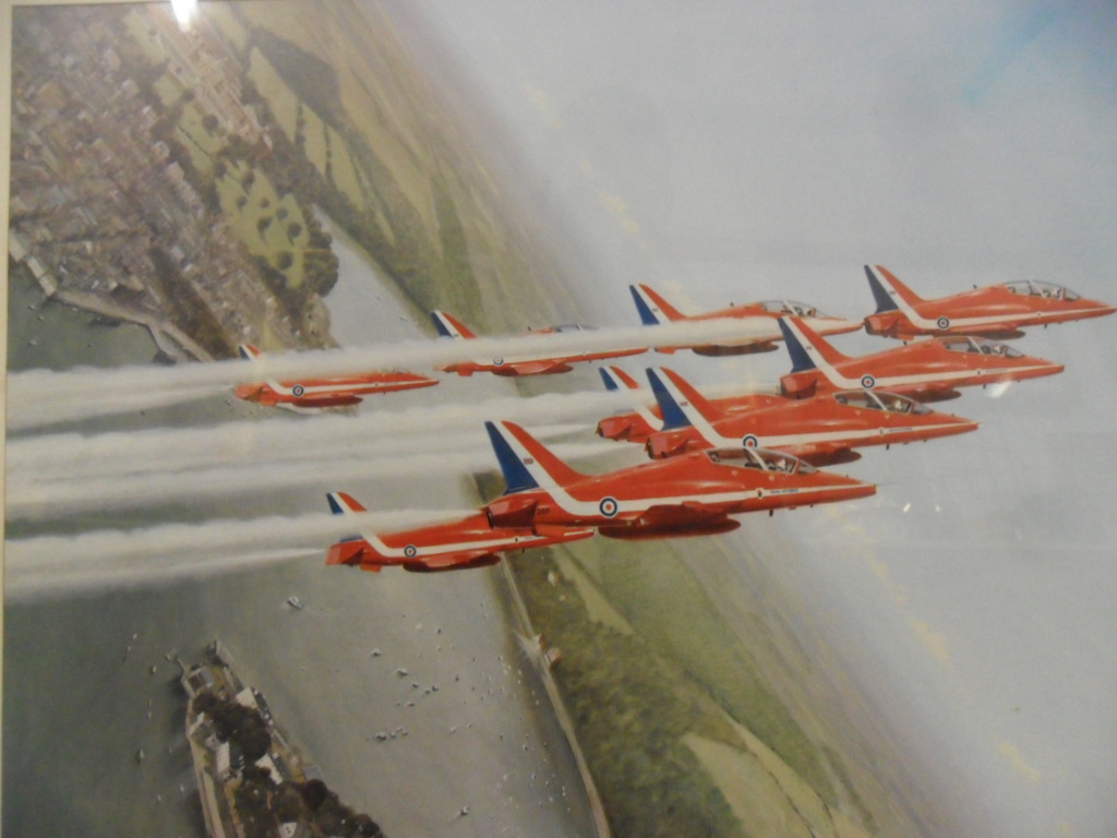 3 PLANE PRINTS TO INCLUDE THE RED ARROWS (LARGEST IS 55 X 47)CM