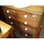 VICTORIAN PINE 2 SHORT OVER 3 LONG CHEST DRAWERS ( MISSING 2 FEET)