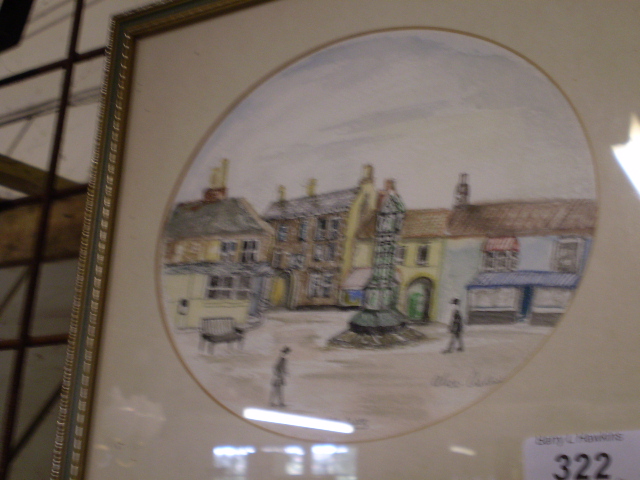 4 SIGNED ALICE ASKEW LOCAL INTEREST OILS AND WATERCOLOURS, DOWNHAM CLOCK, DENVER CHURCH, - Image 4 of 4