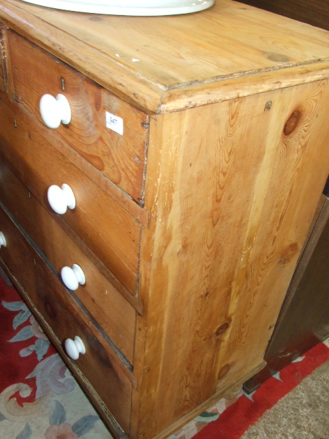 VICTORIAN PINE 2 SHORT OVER 3 LONG CHEST DRAWERS ( MISSING 2 FEET) - Image 2 of 2