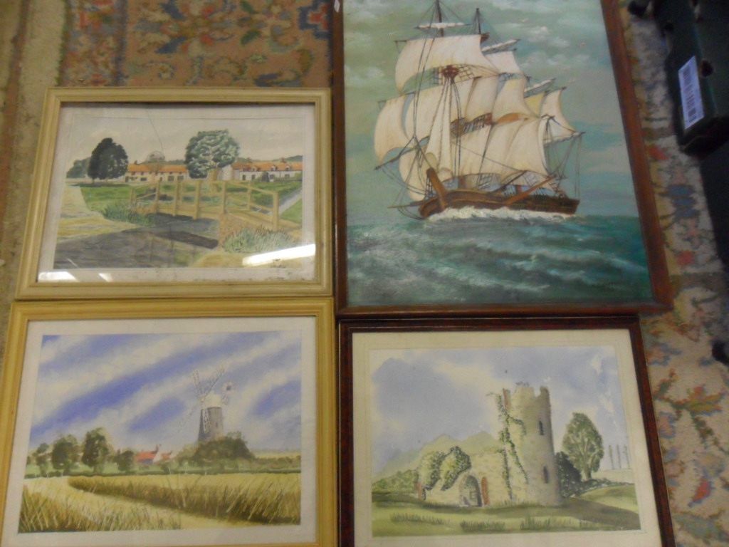 3 WATERCOLOURS AND ONE OIL SIGNED M SMITH - Image 5 of 5