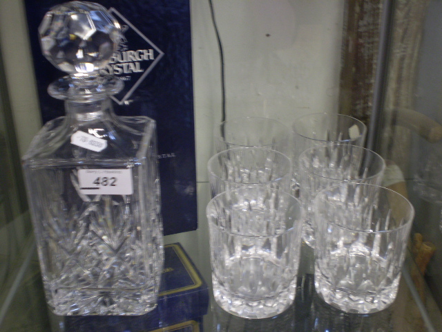 EDINBURGH CRYSTAL CUT GLASS WHISKEY DECANTERS PLUS 6 CUT GLASS EDINBURGH CRYSTAL WHISKEY GLASSES