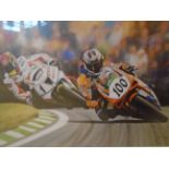 DERRICK MARK BRITISH SUPERBIKE PRINT (73 X 55)CM PLUS TRAIN PRINT