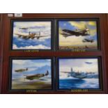 4 MOUNTED CERAMIC TILES OF MILITARY AIRCRAFT (52 X 42)CM