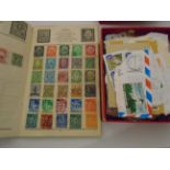 A FULL PIONEER STAMP ALBUM PLUS BOX OF LOOSE STAMPS