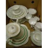 BOX OF MIXED CHINA TO INCLUDE WOOD AND SONS PLUS VINTAGE NANKIN DAVENPORT PLATE