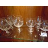 6 GLASSES TO INCLUDE 3 BRIESLEY CUT GLASS BRANDY GLASSES AND 3 DARTINGTON GLASSES