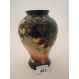 MOORCROFT POTTERY VASE DECORATED IN THE OBERON PATTERN 65/6", PAINTED AND PRINTED MARKS ON BASE,