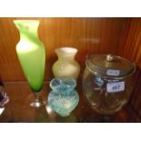 3 DECORATIVE VASES SMALLEST IS CAITHNESS CRYSTAL PLUS GLASS JAR