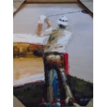 M HAROLD OIL ON CANVAS OF GOLFER TEE-ING OFF (73 X 63)CM