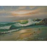 H GAILEY OIL ON CANVAS OF SEASCAPE (70 X 60)CM