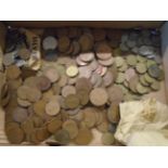 LARGE QUANTITY OF COPPER AND FOREIGN SILVER COINS TO INCLUDE 50 X 6D,