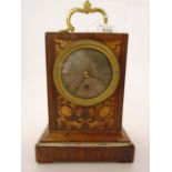 A FRENCH WOOD CARRIAGE TIMEPIECE SIGNED LAINE PARIS WITH SILK SUSPENSION SILVERED DIAL