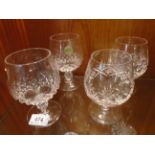 2 PAIRS OF CUT GLASS BRANDY GLASSES