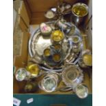 BOX OF SILVER PLATEWARE