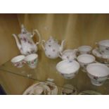 20 PIECE COLCLOUGH PART TEA SET PLUS ROYAL ALBERT LAVENDER ROSE BOWL AND TEA POT,