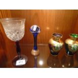 4 PIECES OF GLASS TO INCLUDE PAIR OF MURANO VASES,