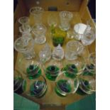 BOX OF MIXED DRINKING GLASSES VASES ETC