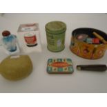 MIXED LOT TO INCLUDE VINTAGE MEDICAL TINS, PAPERWEIGHTS,