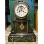 A VERY FINE FRENCH BROCOT MOVEMENT SLATE AND MARBLE MANTLE CLOCK