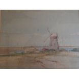 SIGNED ARTHUR W DAVIES WATERCOLOUR OF BLAKENEY MILL (57 X 48) CM