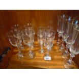 13 GLASSES TO INCLUDE 9 TWIST STEM AND 4 ROYAL BAVARIAN CRYSTAL CHAMPAGNE FLUTES