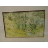 2 SIGNED WATERCOLOURS BY MAHLER AND AH OF WOODED SCENES PLUSSHEILA GILL SIGNED LTD PRINT 25/395