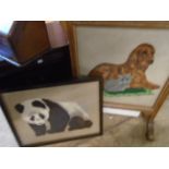 DOG FIRE SCREEN AND PANDA PICTURE